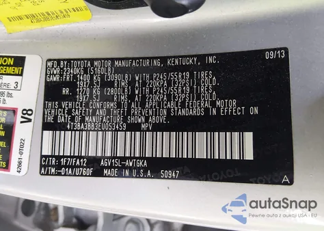 2014 Toyota Venza Le from USA, damaged, VIN 4T3BA3BB3EU053459